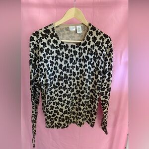 ISAAC MIZRAHI Animal Print Long Sleeve Top